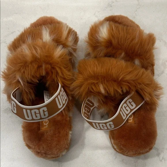 UGG Women's Oh Yeah Spots Slide Slipper Natural Deer Fawn Print New - Picture 12 of 16